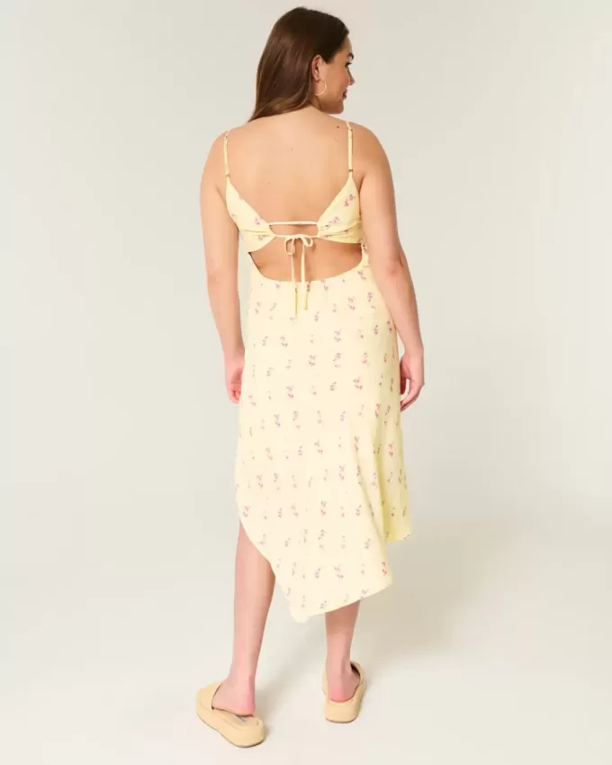Rochie midi cu tiv asimetric Rochie midi cu tiv asimetric