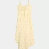 Rochie midi cu tiv asimetric Rochie midi cu tiv asimetric