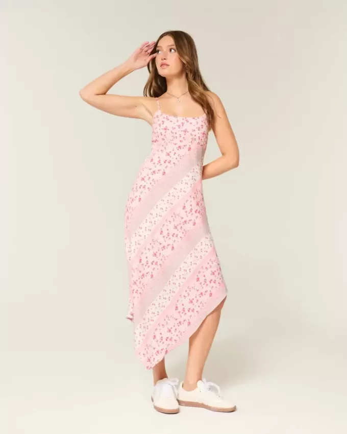 Rochie midi cu tiv asimetric Rochie midi cu tiv asimetric