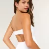 Rochie midi fără bretele cu bust răsucit Rochie midi fără bretele cu bust răsucit