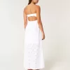 Rochie midi fără bretele cu bust răsucit Rochie midi fără bretele cu bust răsucit