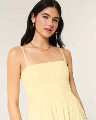 Rochie midi fără bretele din amestec de in
