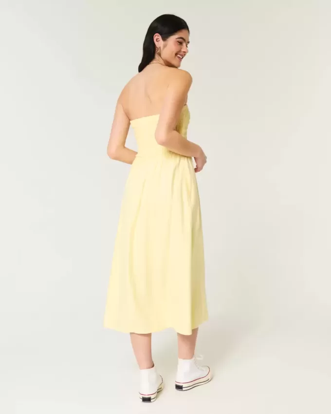 Rochie midi fără bretele din amestec de in Rochie midi fără bretele din amestec de in