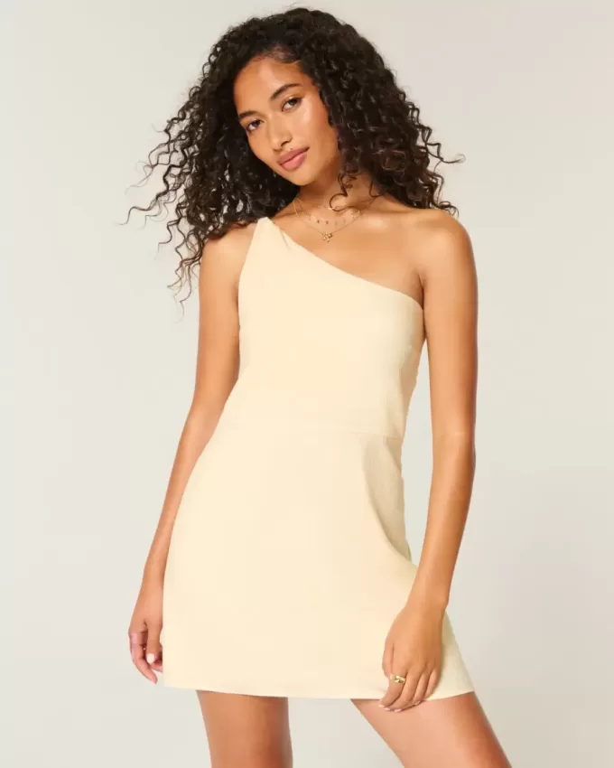 Rochie mini asimetrică din amestec de in Rochie mini asimetrică din amestec de in