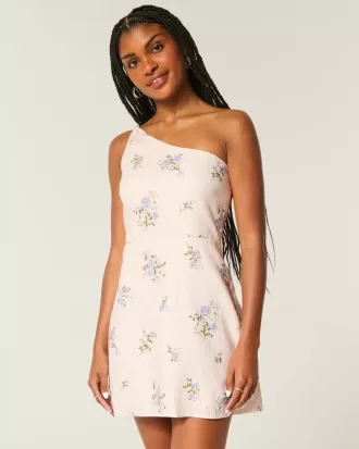 Rochie mini asimetrică din amestec de in Rochie mini asimetrică din amestec de in