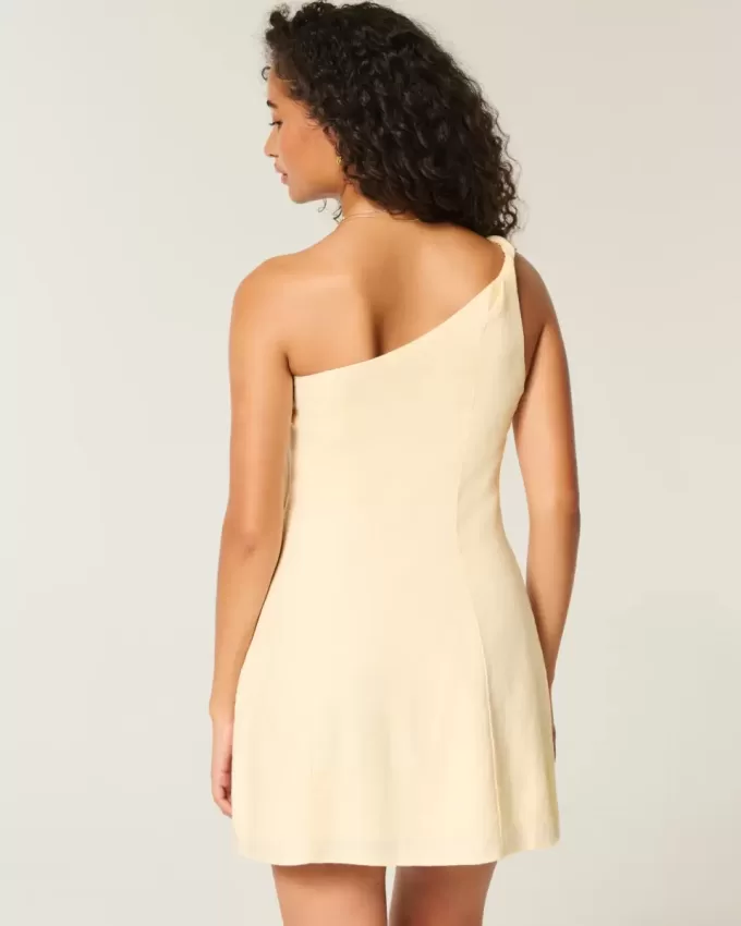 Rochie mini asimetrică din amestec de in Rochie mini asimetrică din amestec de in