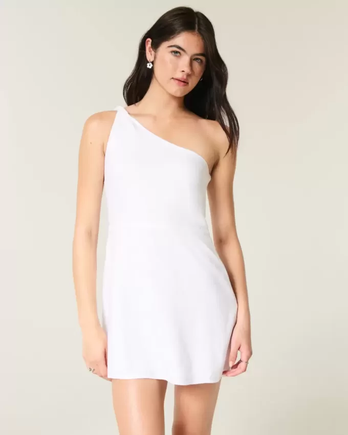 Rochie mini asimetrică din amestec de in Rochie mini asimetrică din amestec de in