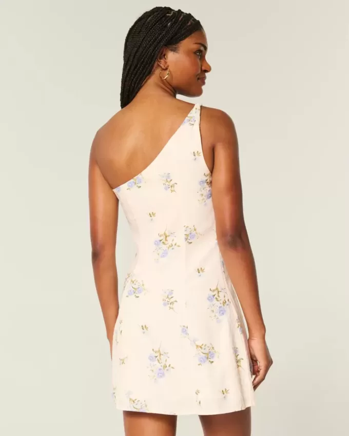 Rochie mini asimetrică din amestec de in Rochie mini asimetrică din amestec de in
