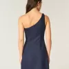 Rochie mini asimetrică din amestec de in Rochie mini asimetrică din amestec de in