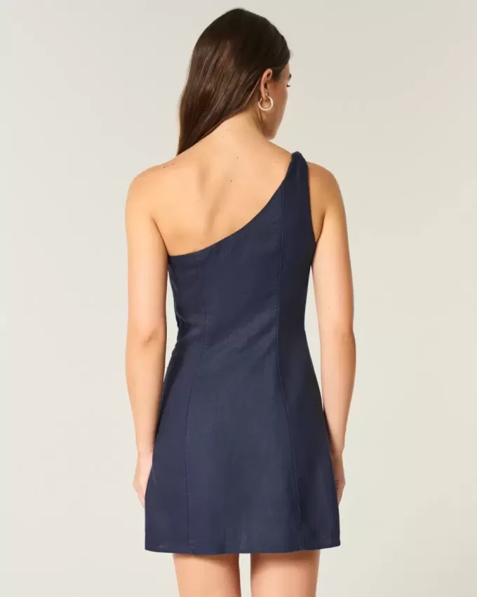 Rochie mini asimetrică din amestec de in Rochie mini asimetrică din amestec de in