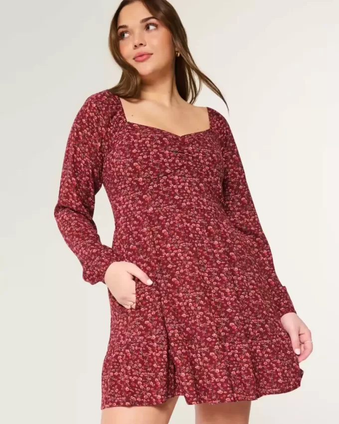 Rochie mini Cinch Bust cu maneca lunga Rochie mini Cinch Bust cu maneca lunga