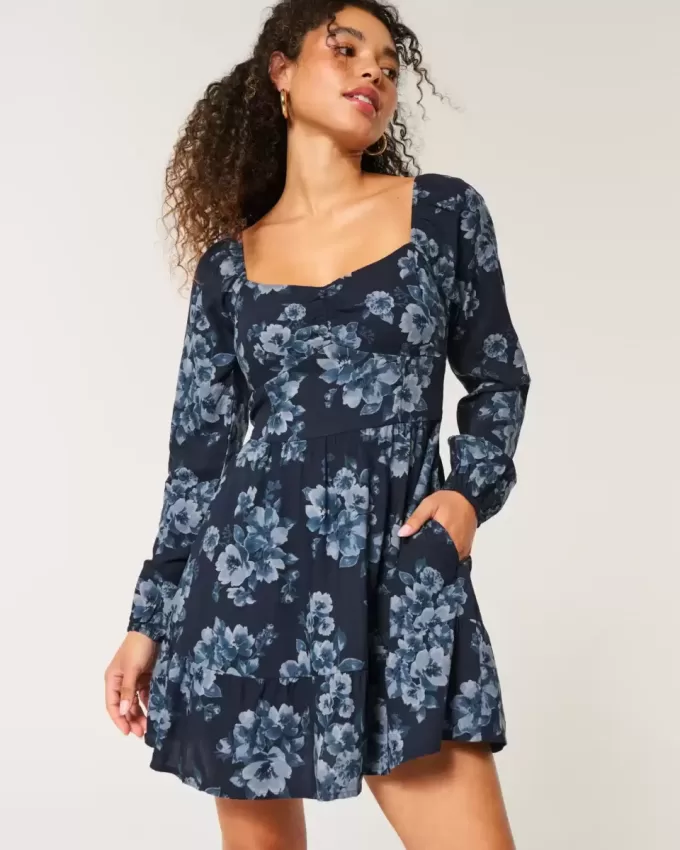 Rochie mini Cinch Bust cu maneca lunga Rochie mini Cinch Bust cu maneca lunga