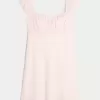 Rochie mini cu bandă de satin crep Rochie mini cu bandă de satin crep