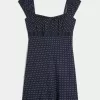 Rochie mini cu bandă de satin crep Rochie mini cu bandă de satin crep