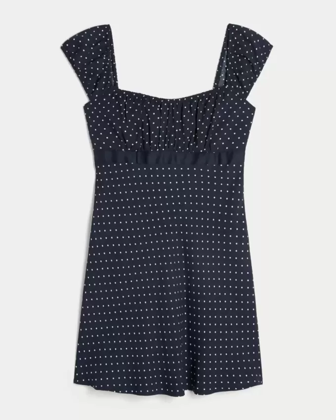 Rochie mini cu bandă de satin crep Rochie mini cu bandă de satin crep