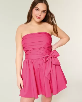 Rochie mini cu fundă fără bretele Rochie mini cu fundă fără bretele