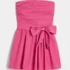 Rochie mini cu fundă fără bretele Rochie mini cu fundă fără bretele