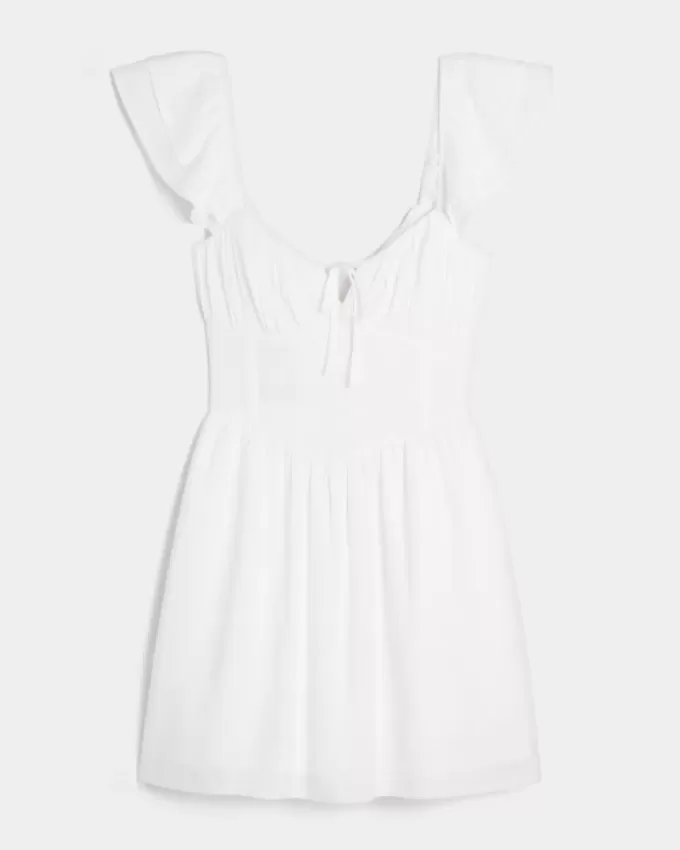 Rochie mini cu mâneci fluturate, talie în V Rochie mini cu mâneci fluturate, talie în V