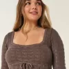 Rochie mini cu mâneci lungi în stil croșetat Rochie mini cu mâneci lungi în stil croșetat