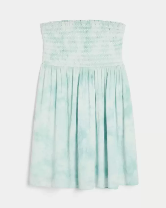Rochie mini cu smock fără bretele Rochie mini cu smock fără bretele