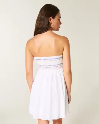 Rochie mini cu smock fără bretele Rochie mini cu smock fără bretele