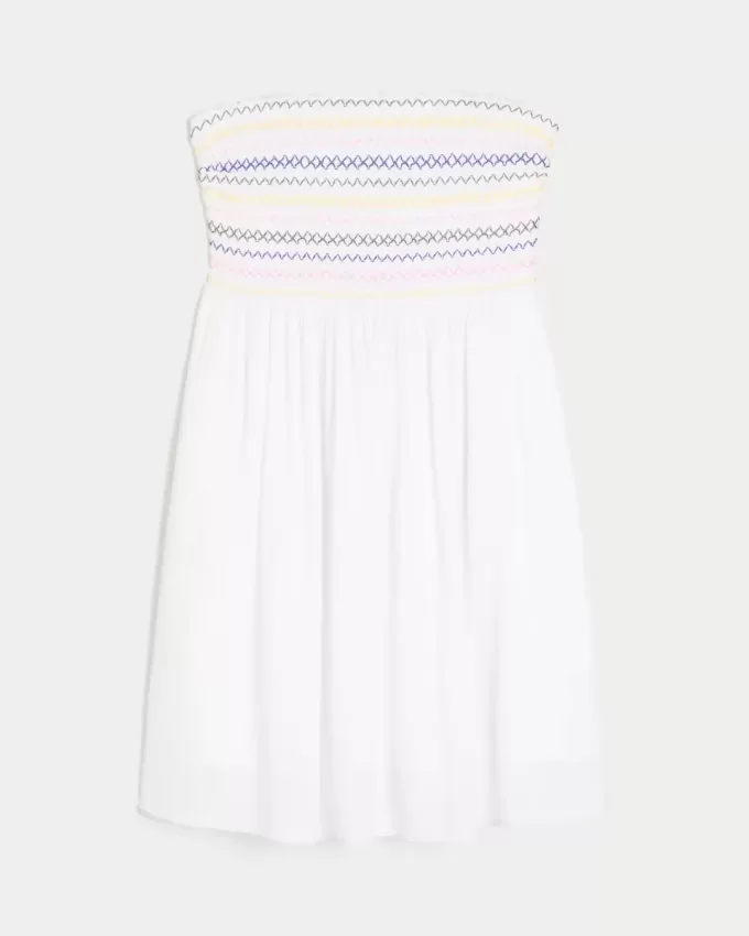 Rochie mini cu smock fără bretele Rochie mini cu smock fără bretele
