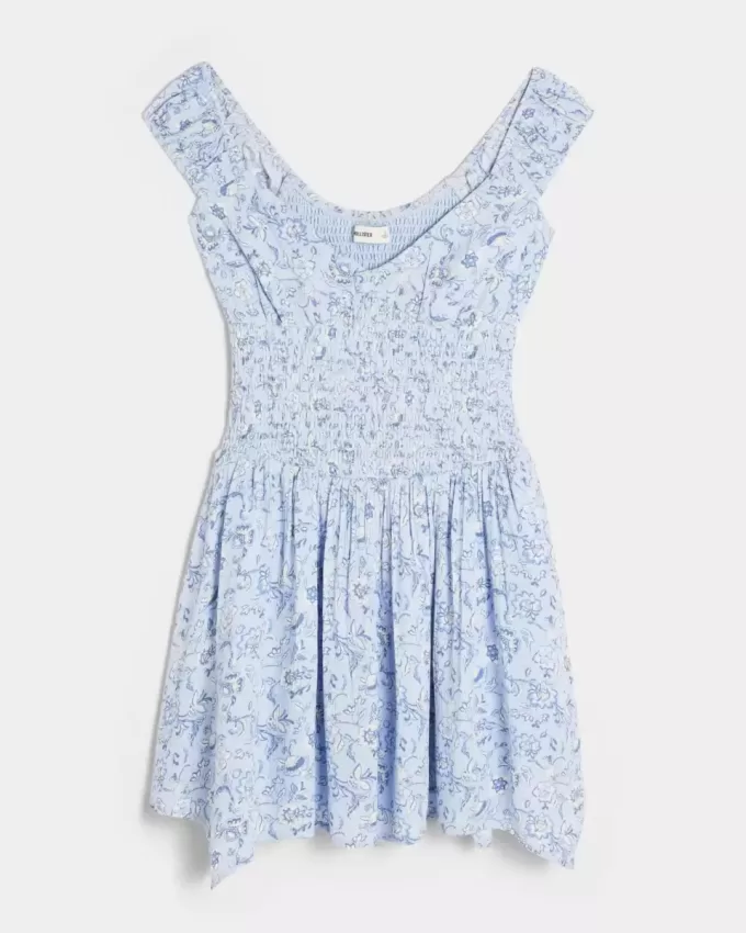 Rochie mini cu tiv asimetric fără umăr Rochie mini cu tiv asimetric fără umăr
