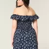 Rochie mini cu volan în linie A fără umăr Rochie mini cu volan în linie A fără umăr