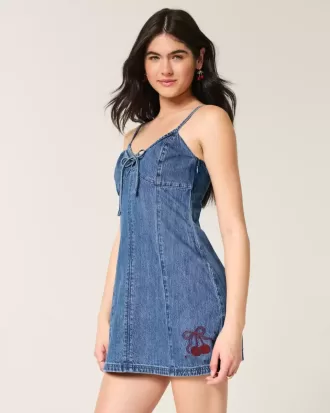 Rochie Mini Denim Cherry Graphic