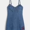 Rochie Mini Denim Cherry Graphic Rochie Mini Denim Cherry Graphic