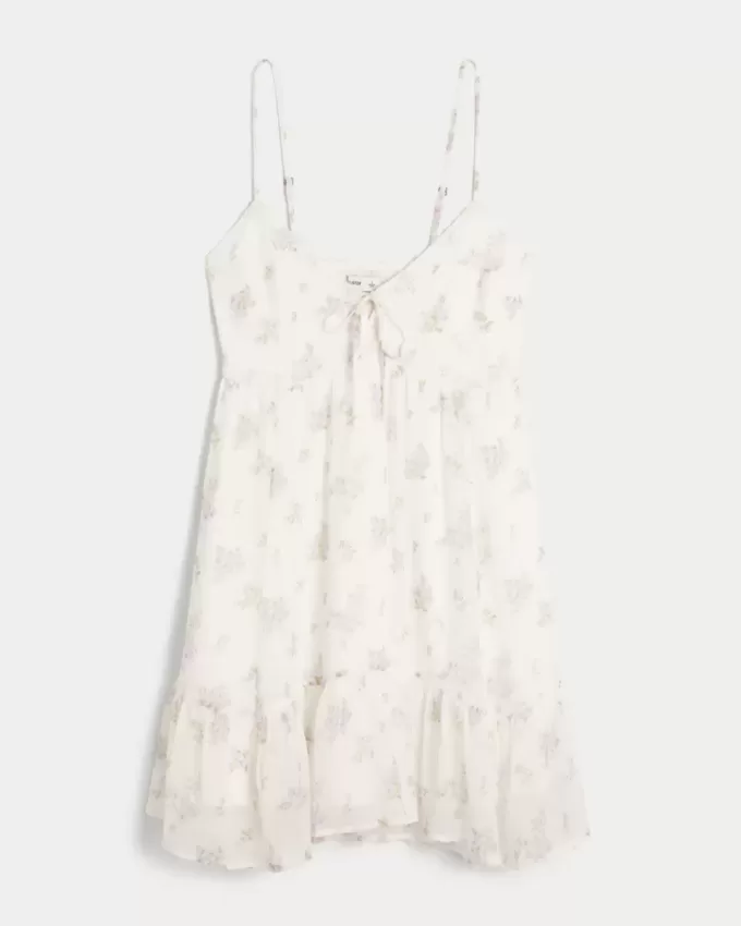 Rochie mini din șifon cu tiv asimetric Rochie mini din șifon cu tiv asimetric
