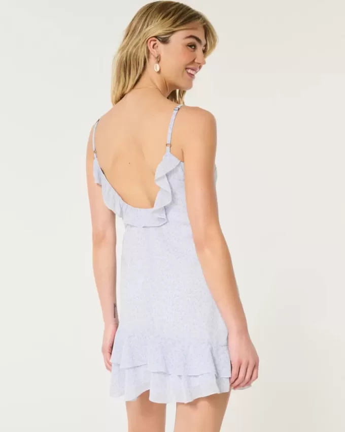 Rochie mini din șifon cu volan Rochie mini din șifon cu volan