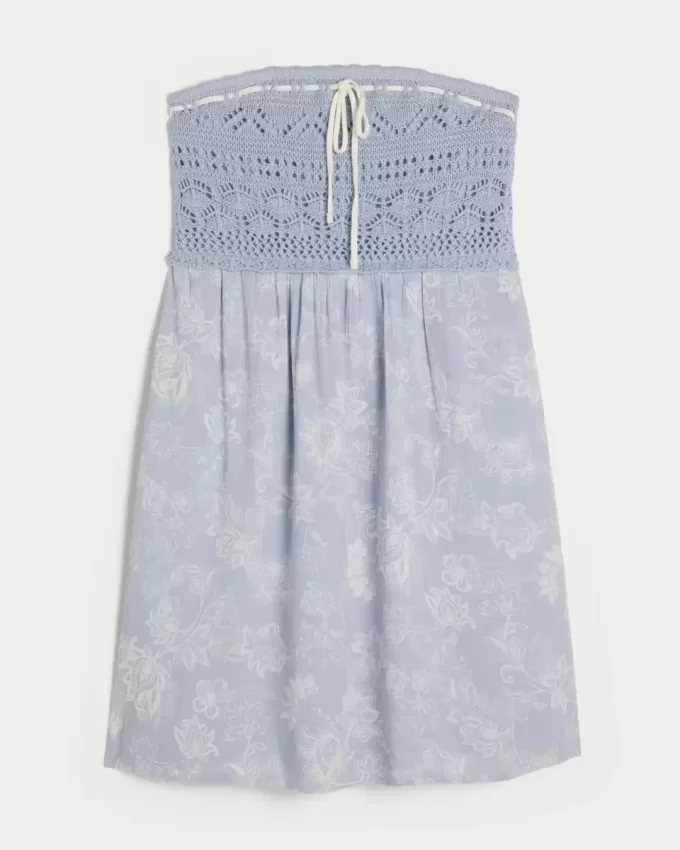 Rochie mini fără bretele în stil croșetat Rochie mini fără bretele în stil croșetat