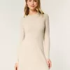 Rochie mini pulover Skater cu nervuri Rochie mini pulover Skater cu nervuri