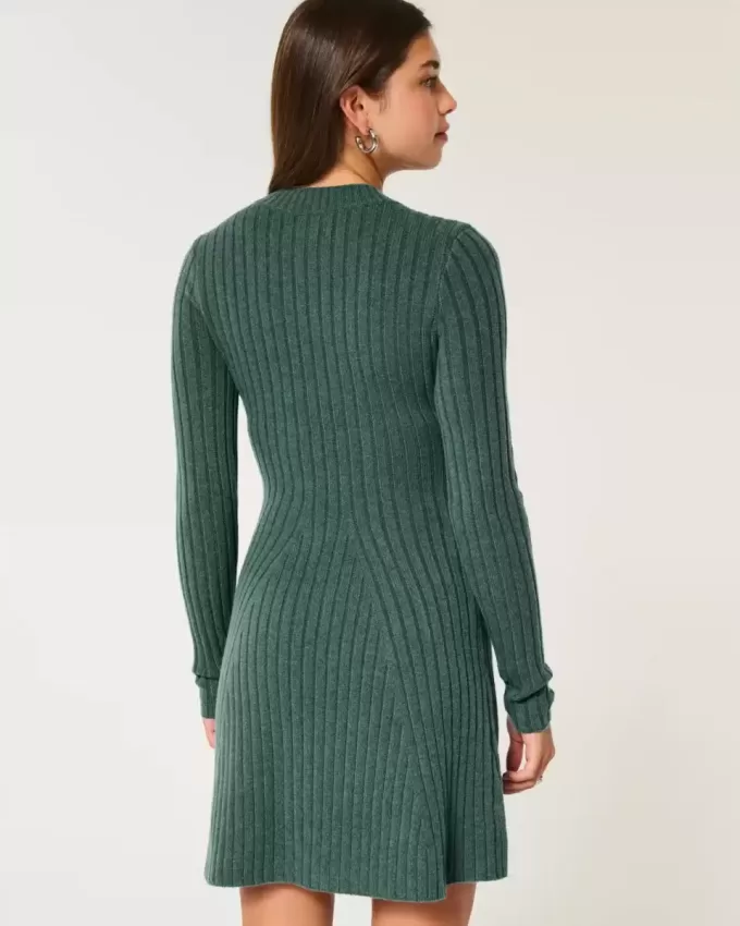 Rochie mini pulover Skater cu nervuri Rochie mini pulover Skater cu nervuri