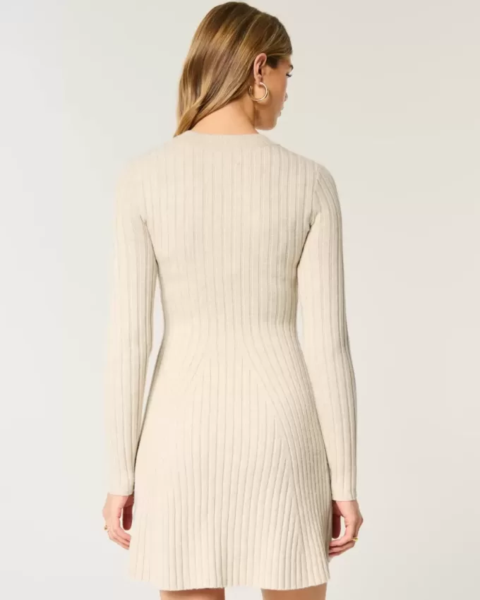 Rochie mini pulover Skater cu nervuri Rochie mini pulover Skater cu nervuri