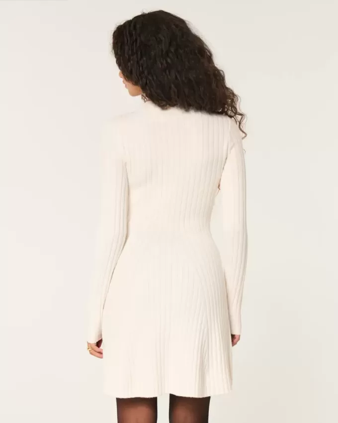 Rochie mini pulover Skater cu nervuri Rochie mini pulover Skater cu nervuri