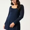 Rochie mini skater cu mânecă lungă, cu talie scăzută, în stil croșetat Rochie mini skater cu mânecă lungă, cu talie scăzută, în stil croșetat