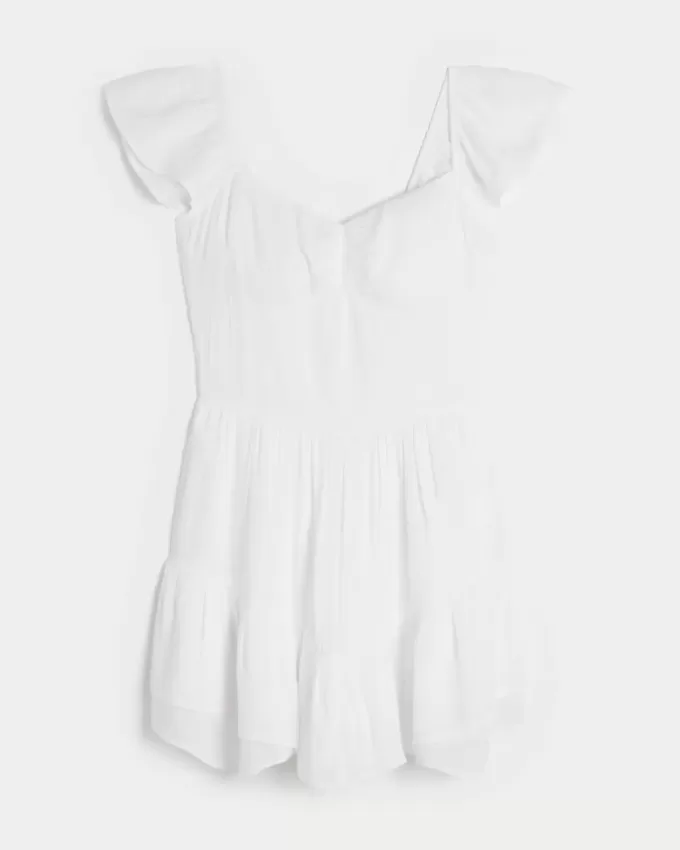 Rochie mini-skort cu maneci fluturate Rochie mini-skort cu maneci fluturate
