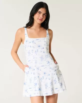 Rochie mini structurată din amestec de in