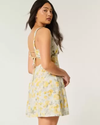 Rochie mini structurată din amestec de in