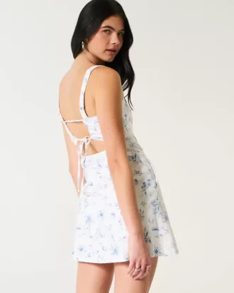 Rochie mini structurată din amestec de in