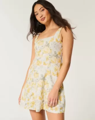 Rochie mini structurată din amestec de in