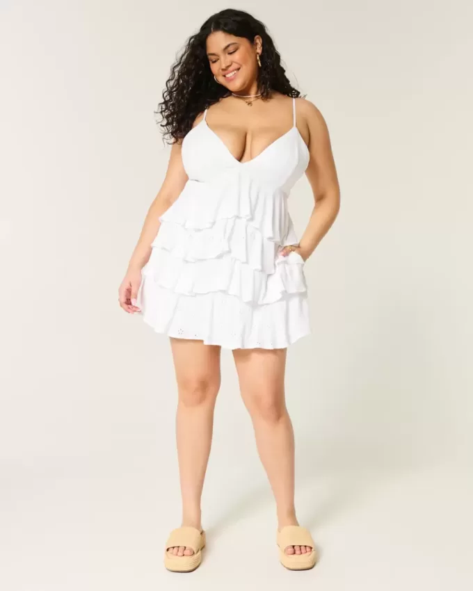 Rochie mini tip babydoll cu decolteu în V Rochie mini tip babydoll cu decolteu în V
