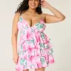 Rochie mini tip babydoll cu decolteu în V cu volane Rochie mini tip babydoll cu decolteu în V cu volane