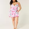 Rochie mini tip babydoll cu decolteu în V cu volane Rochie mini tip babydoll cu decolteu în V cu volane
