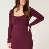 Rochie pulover cu mânecă lungă Cinch Bust cu spatele deschis Rochie pulover cu mânecă lungă Cinch Bust cu spatele deschis