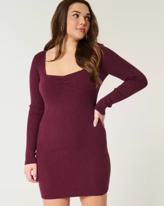 Rochie pulover cu mânecă lungă Cinch Bust cu spatele deschis