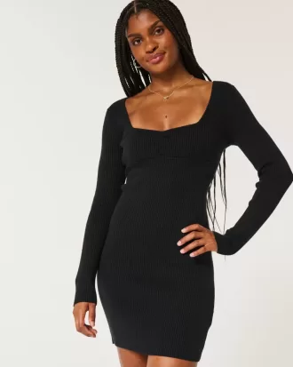 Rochie pulover cu mânecă lungă Cinch Bust cu spatele deschis