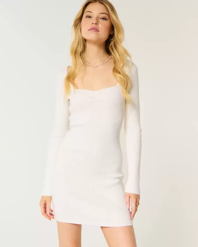 Rochie pulover cu mânecă lungă Cinch Bust cu spatele deschis Rochie pulover cu mânecă lungă Cinch Bust cu spatele deschis